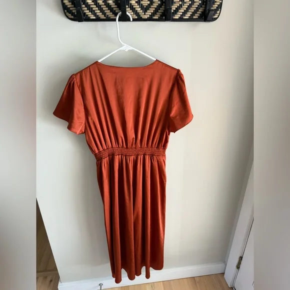 Baltic Born Poppy Satin Midi Dress - Rust Burnt Orange - Size Extra Large XL - Picture 9 of 14
